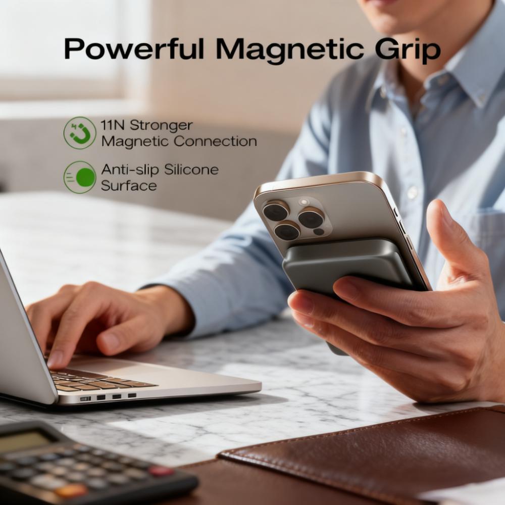 65W Fast-Charging Magnetic Wireless Power Bank with Stand