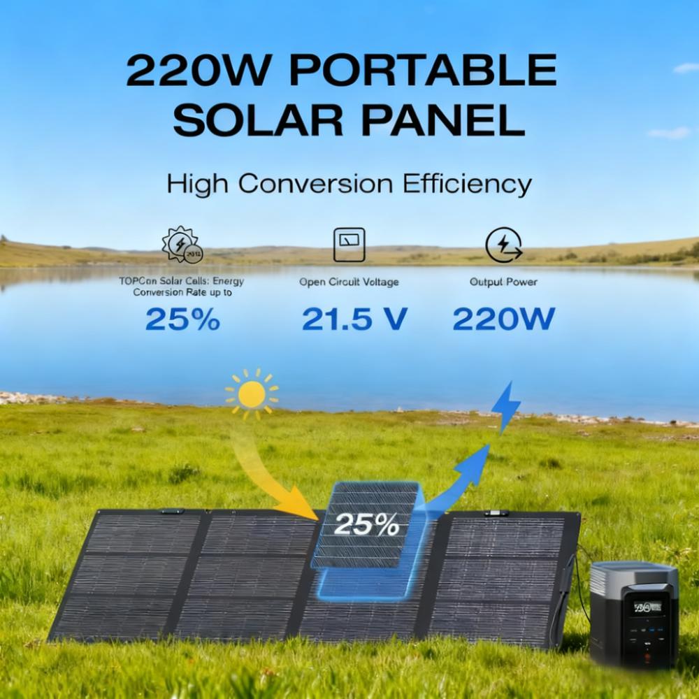 220W Portable Foldable Solar Panel for Outdoor Power Needs