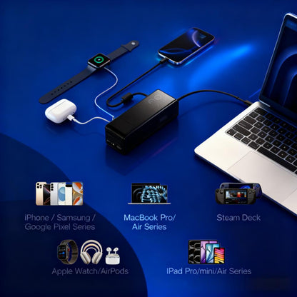 170W Fast-Charging Portable Power Bank with Built-in Cables