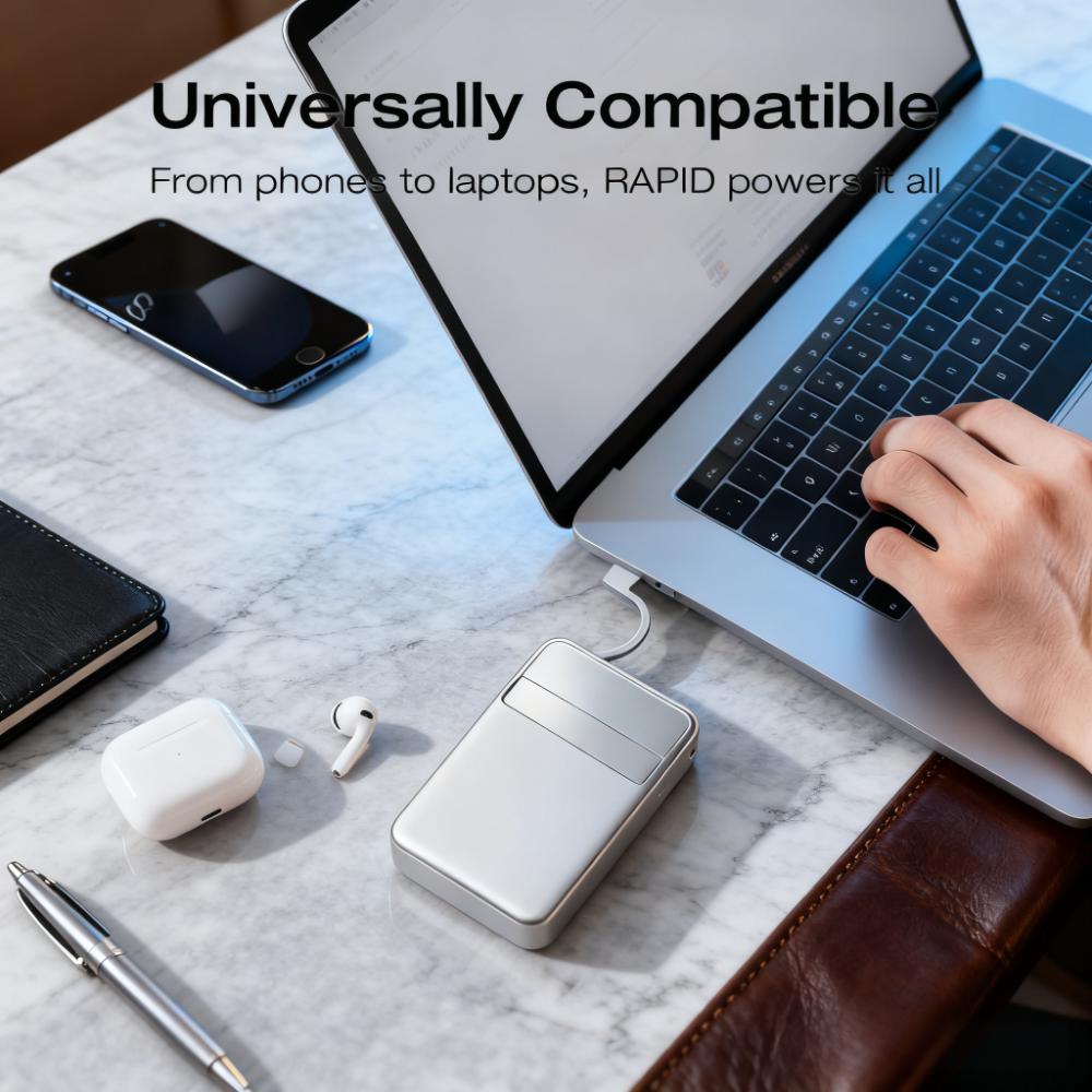 65W Fast-Charging Magnetic Wireless Power Bank with Stand