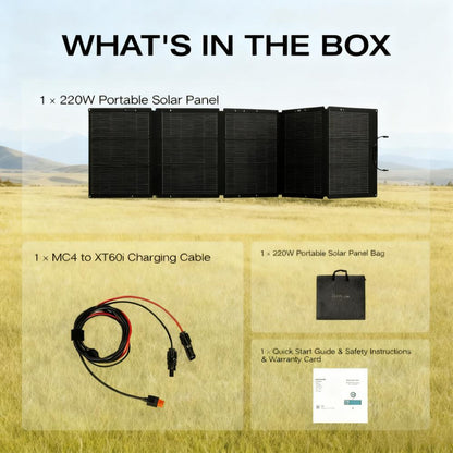 220W Portable Foldable Solar Panel for Outdoor Power Needs