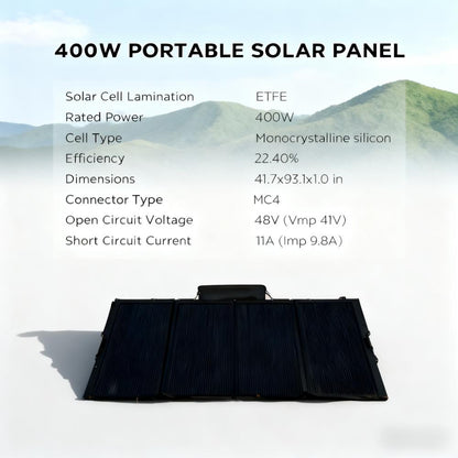 400W Portable Weatherproof Solar Panel for Outdoor Use